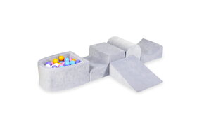 Foam speelset - grijs - ballenbak & 100 paars blauwe ballen - heuvel