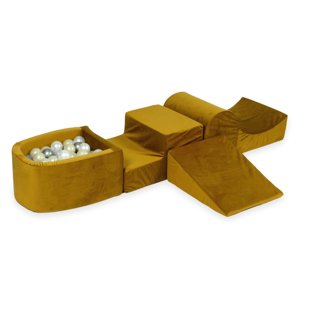 Foam speelset - goud - ballenbak & 100 grijstint ballen - heuvel