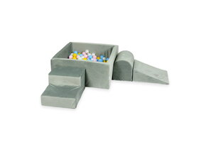 Foam speelset - vierkant ballenbak en 400 pastel ballen - donkergrijs