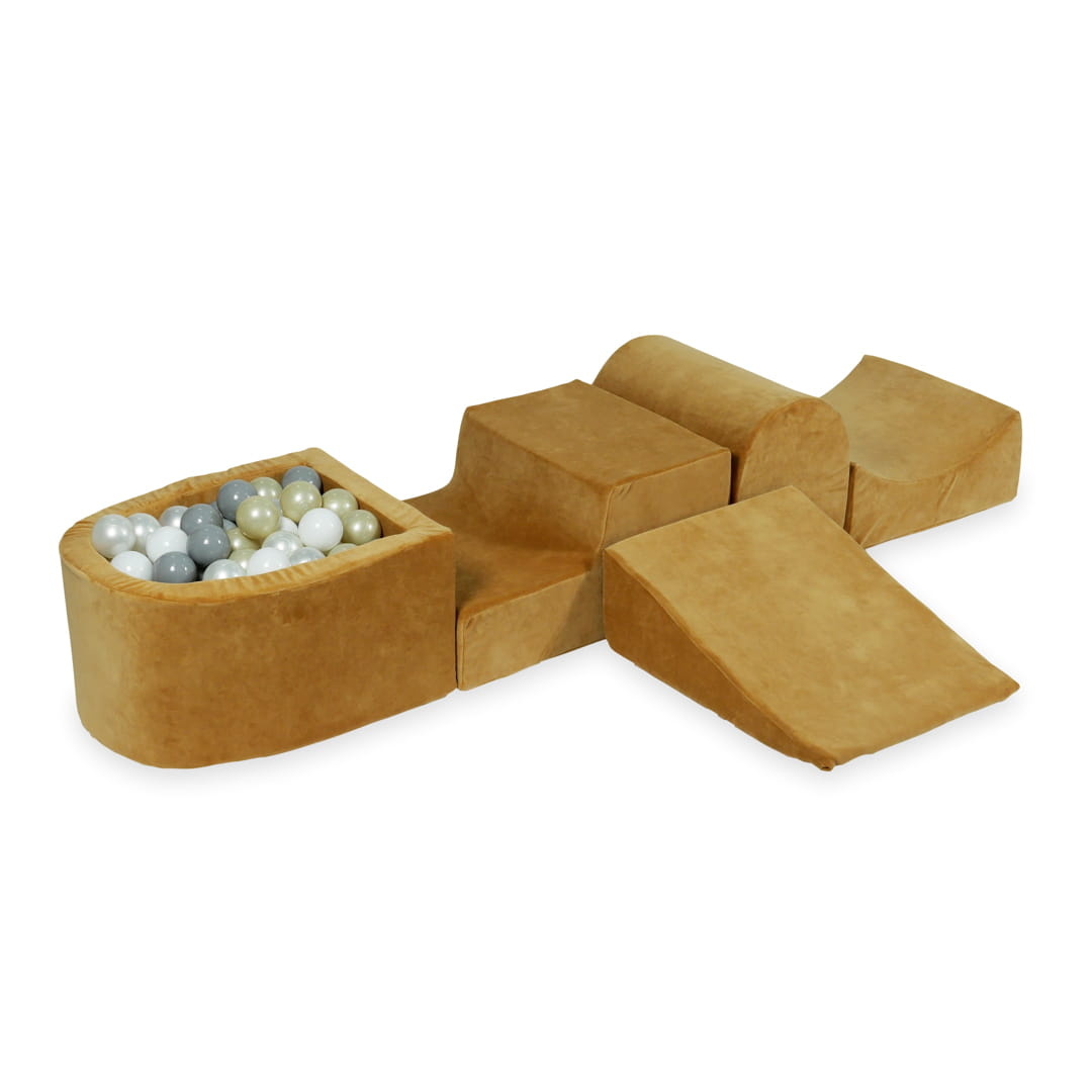 Foam speelset - karamel - ballenbak & 100 lichte ballen - heuvel