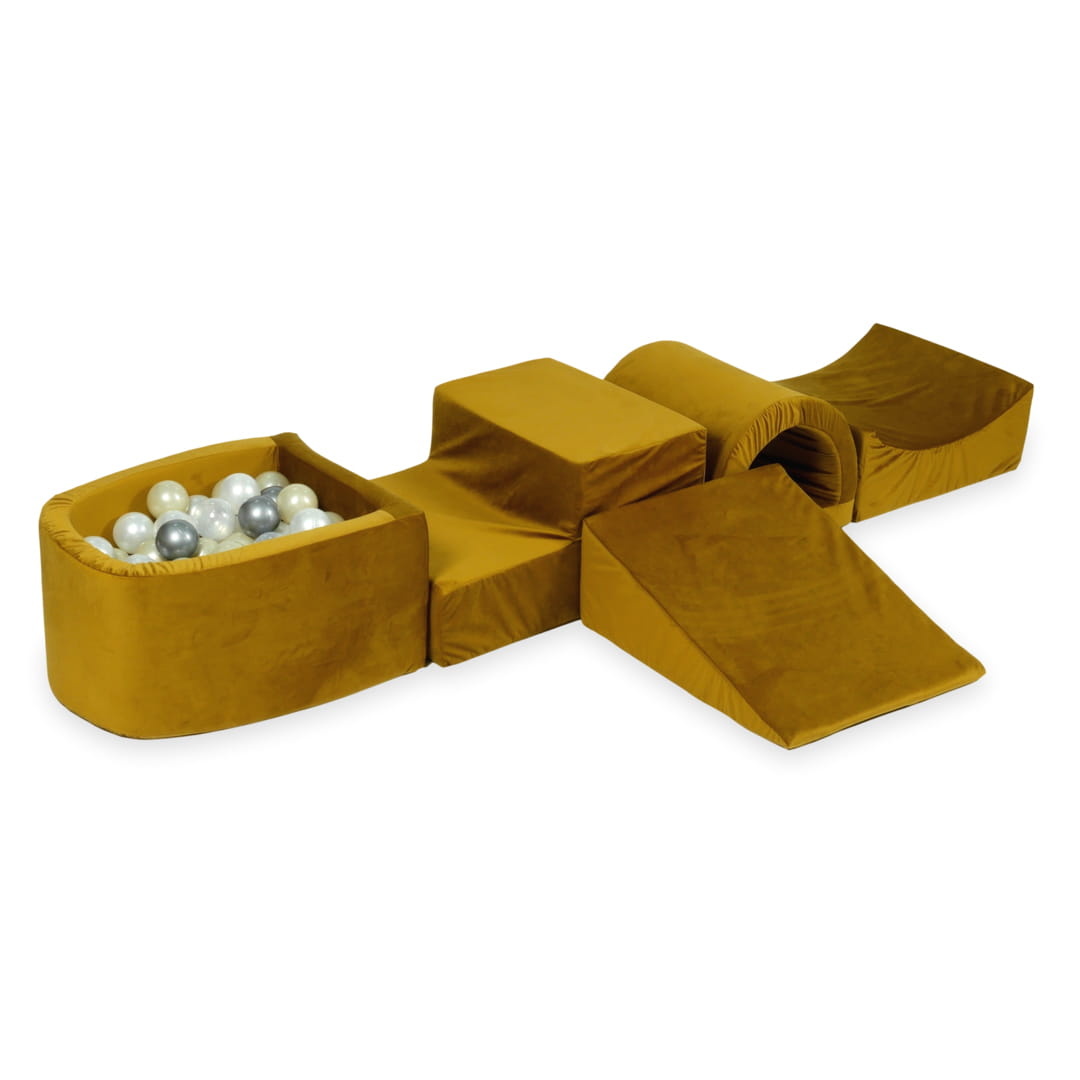 Foam speelset - goud - ballenbak & 100 grijstint ballen - brug