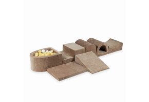 Foam speelset - bruin - ballenbak & 100 wit beige ballen - 7-delig