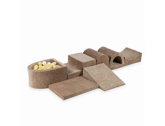Foam speelset - bruin - ballenbak & 100 wit beige ballen - 7-delig