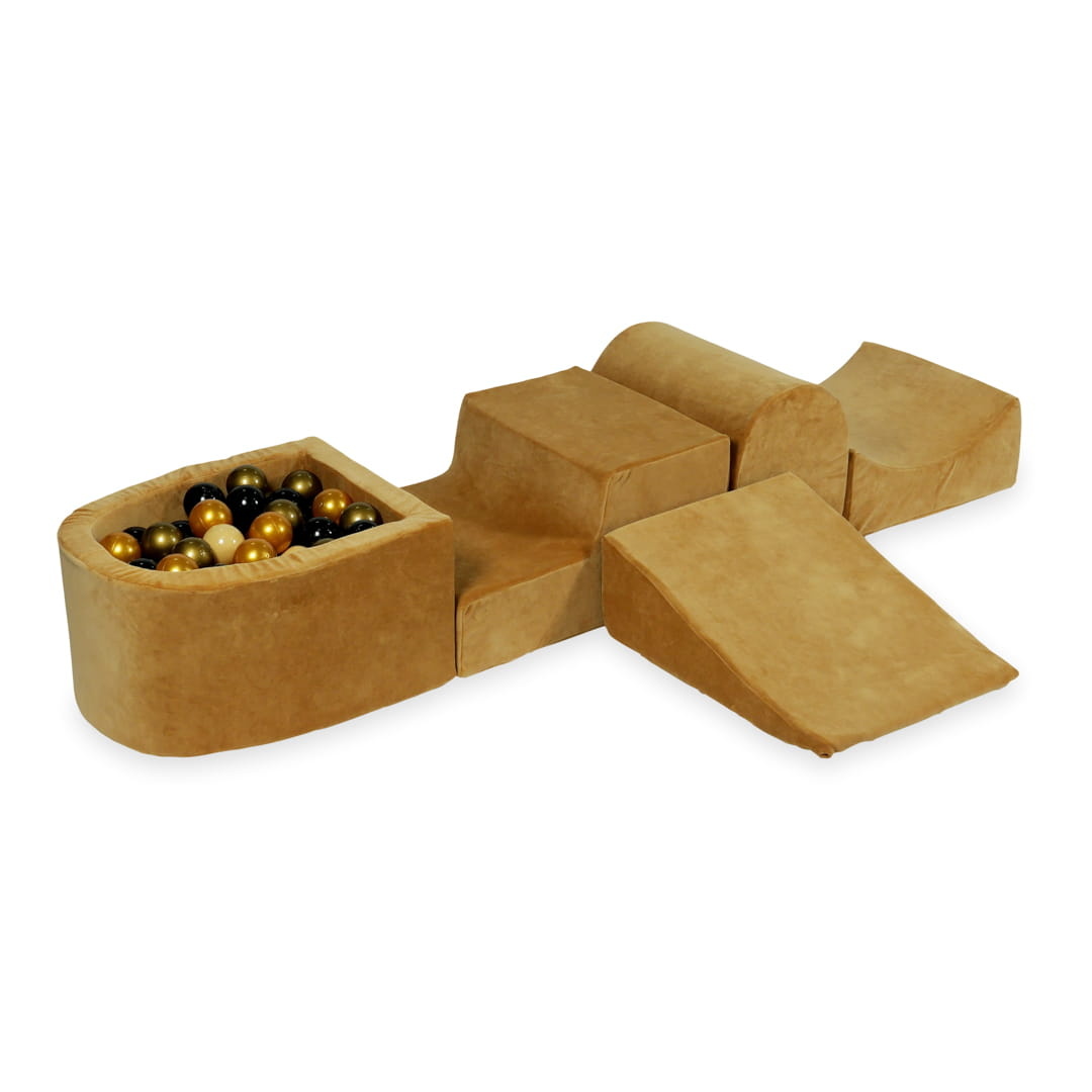 Foam speelset - karamel - ballenbak & 100 donkere ballen - heuvel