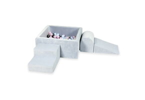 Foam speelset - vierkant ballenbak en 400 blauw roze ballen - grijs