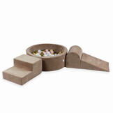 Foam speelset - bruin - ronde ballenbak & 200 donkergoud roze ballen