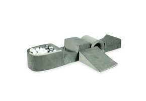 Foam speelset - grijs - ballenbak & 100 wit grijze ballen - brug