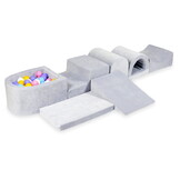 Foam speelset - ballenbak en 100 kleurrijke ballen - 7-delig - grijs