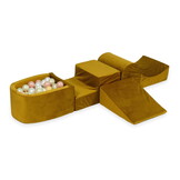 Foam speelset - goud - ballenbak & 100 roze gele ballen - heuvel