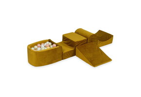 Foam speelset - goud - ballenbak & 100 roze gele ballen - heuvel