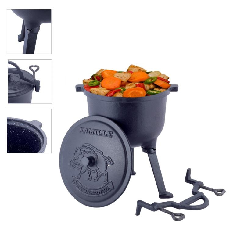 Dutch oven - gietijzeren pan - 20x28 cm - 7L - donkergrijs