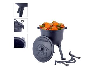 Dutch oven - gietijzeren pan - 15,5x24 cm - 5L - donkergrijs