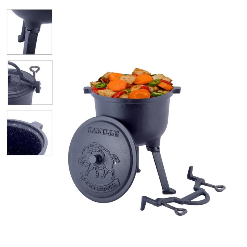 Dutch oven - gietijzeren pan - 15,5x24 cm - 5L - donkergrijs