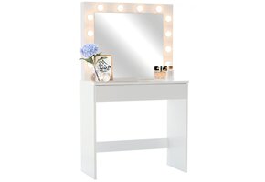 Kaptafel - make up tafel - met spiegel - 80x76x140,5 cm - wit
