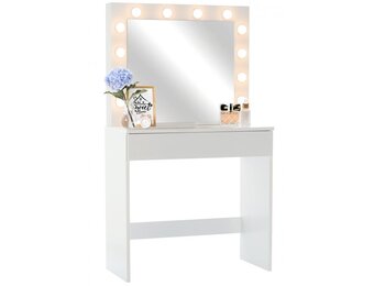 Kaptafel - make up tafel - met spiegel - 80x76x140,5 cm - wit
