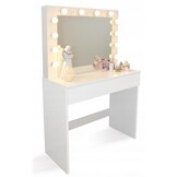 Kaptafel - make up tafel - met spiegel - 80x76x140,5 cm - wit