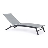 Ligstoel tuin - inklapbaar - 195x63x90 cm - grijs, zwart