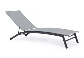 Ligstoel tuin - inklapbaar - 195x63x90 cm - grijs, zwart