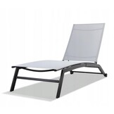 Ligstoel tuin - inklapbaar - 195x63x90 cm - grijs, zwart