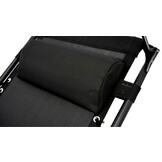 Ligstoel tuin - 178x68x110 cm - met tafeltje en luifel - zwart