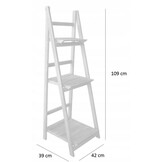 Ladderkast - met 3 planken - 42x39x109 cm - white wash