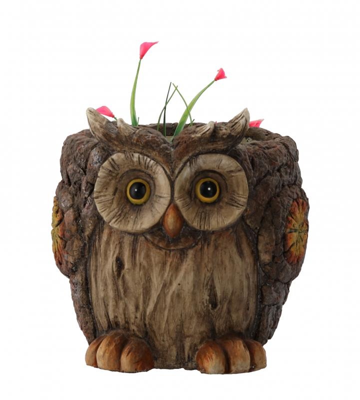 Bloempot uil - binnen en buiten - 27,5x26,5x27 cm - bruin
