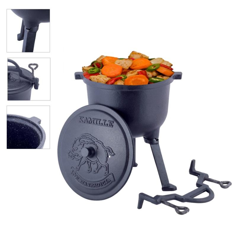 Dutch oven - gietijzeren pan - 20,5x30 cm - 10L - donkergrijs