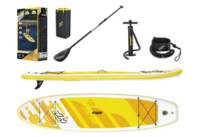 sup board - paddle board - opblaasbaar - tot 120 kg - geel wit