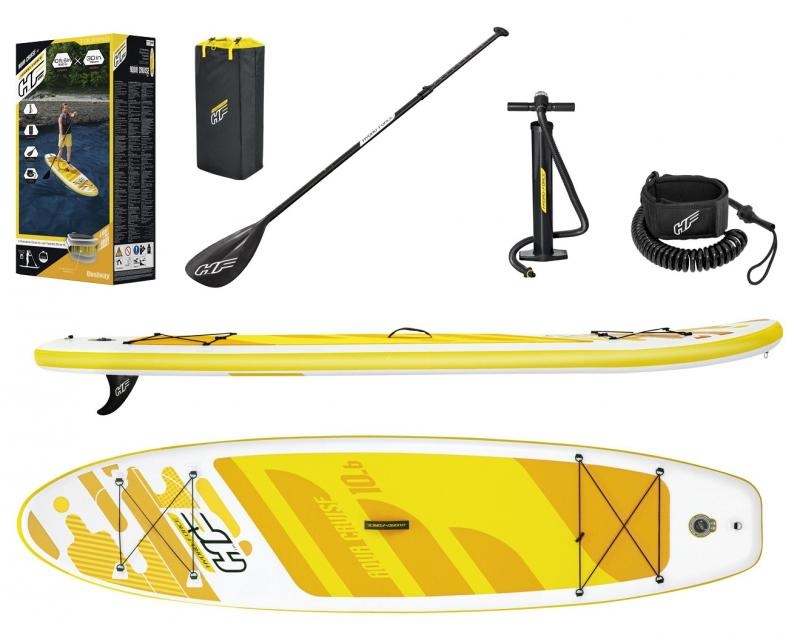 sup board - paddle board - opblaasbaar - tot 120 kg - geel wit