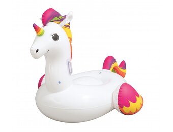 Bestway - opblaas unicorn - luchtbed - 224x164 cm - wit, roze