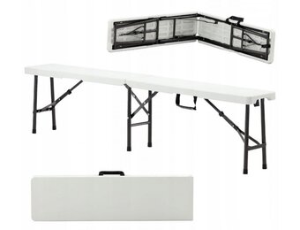 Inklapbare bank - klapbank - 180x25x43 cm - wit