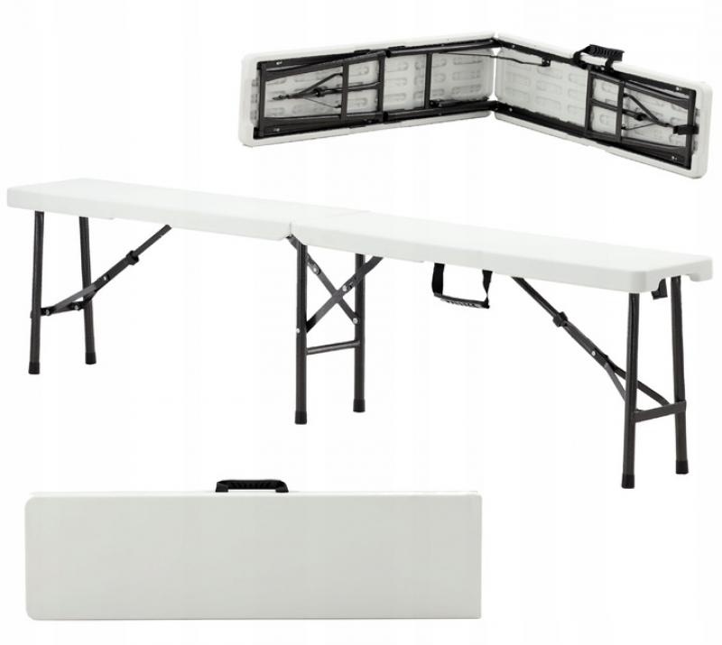 Inklapbare bank - klapbank - 180x25x43 cm - wit