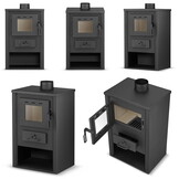 Houtkachel - binnen - vrijstaand - 12 KW - staal