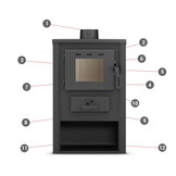 Houtkachel - binnen - vrijstaand - 12 KW - staal