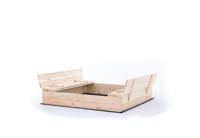 Zandbak - met deksel en bankjes - 140x140 cm - hout
