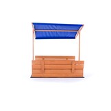 Zandbak - hout - met dak en bankjes - 120x120 cm - blauw