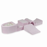 Foam speelset lichtroze met brug, ballenbak & 100 parelmoer ballen