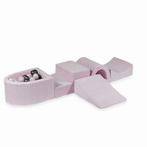 Foam speelset lichtroze met brug, ballenbak & 100 zwart roze ballen