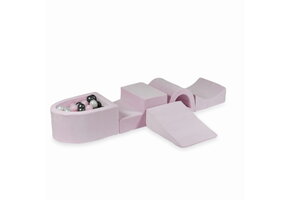 Foam speelset lichtroze met brug, ballenbak & 100 zwart roze ballen