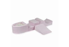 Foam speelset lichtroze met heuvel, ballenbak & 100 parelmoer ballen