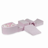 Foam speelset lichtroze met brug, ballenbak & 100 wit roze ballen