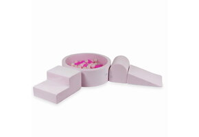 Foam speelset lichtroze - ballenbak rond & 200 grijs roze ballen