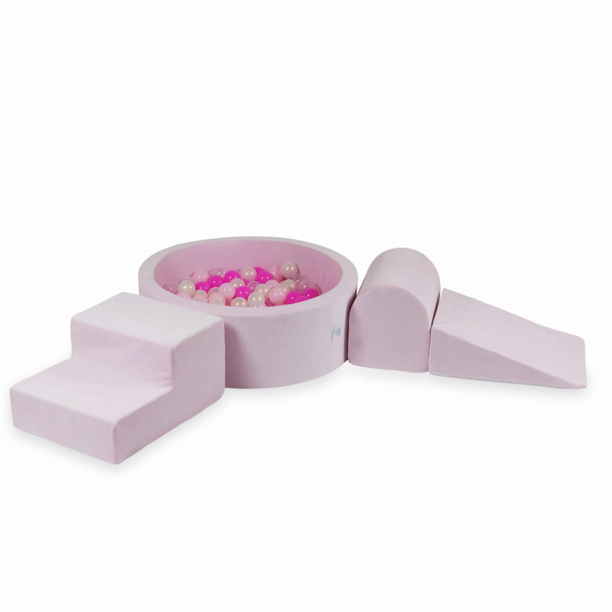 Foam speelset lichtroze - ballenbak rond & 200 grijs roze ballen