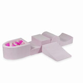 Foam speelset lichtroze met heuvel, ballenbak & 100 grijs roze ballen