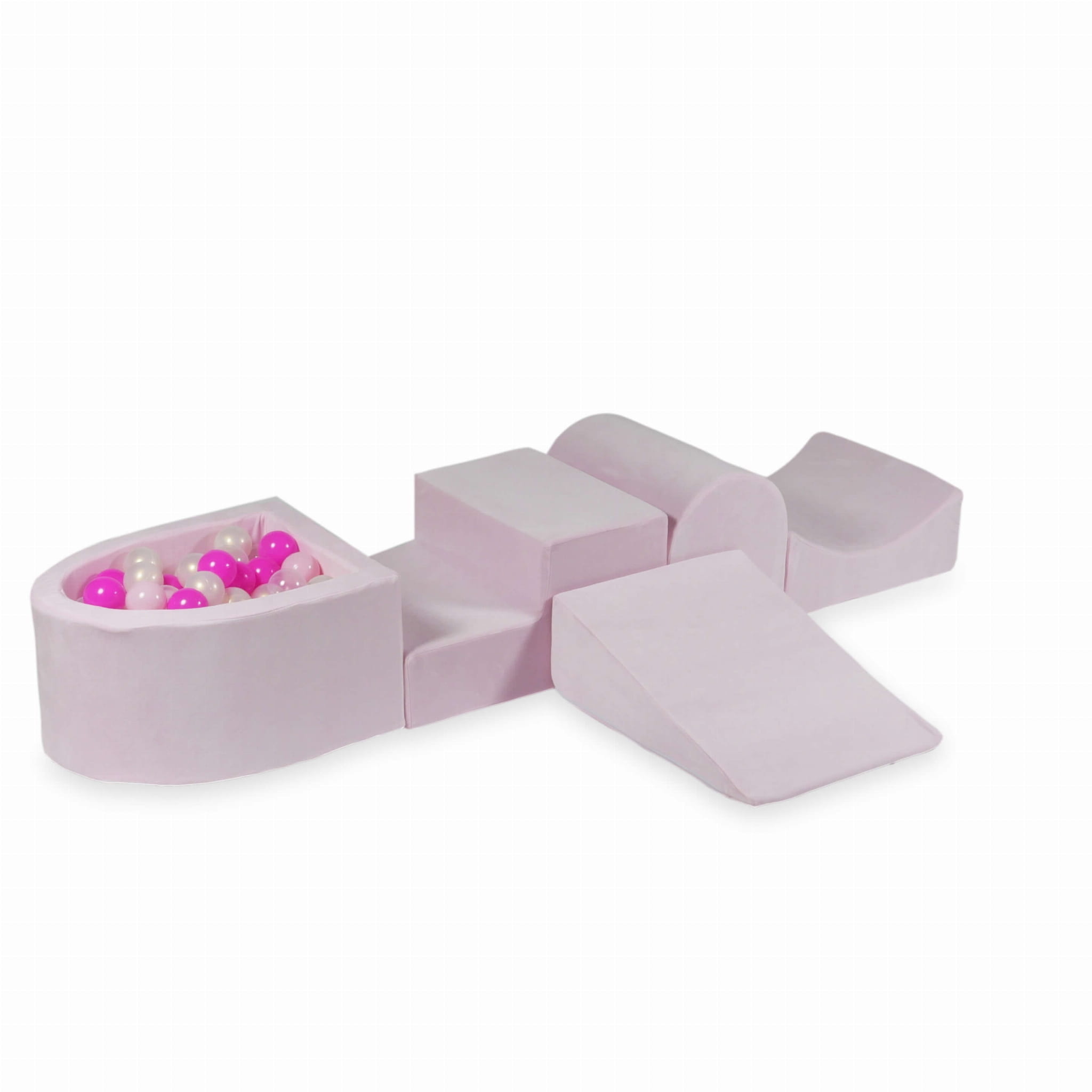 Foam speelset lichtroze met heuvel, ballenbak & 100 grijs roze ballen