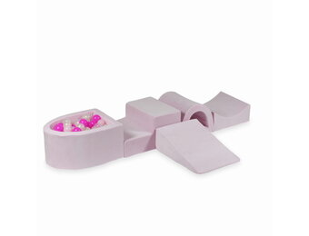 Foam speelset lichtroze met brug, ballenbak & 100 roze ballen