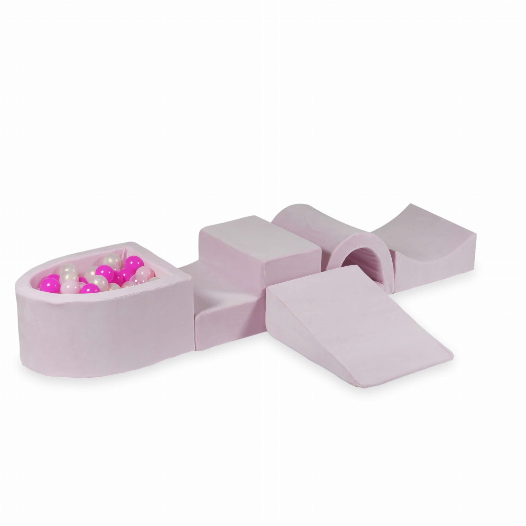 Foam speelset lichtroze met brug, ballenbak & 100 roze ballen