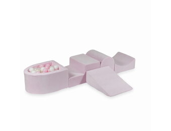 Foam speelset lichtroze met heuvel, ballenbak & 100 grijs roze ballen