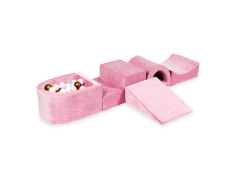 Foam speelset roze met brug, ballenbak & 100 goud roze ballen