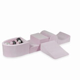 Foam speelset lichtroze met heuvel, ballenbak & 100 zwart grijze ballen